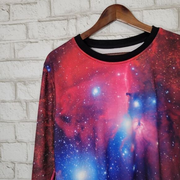 Cute galaxy printed crew lightweight sweatshirt - Picture 3 of 9